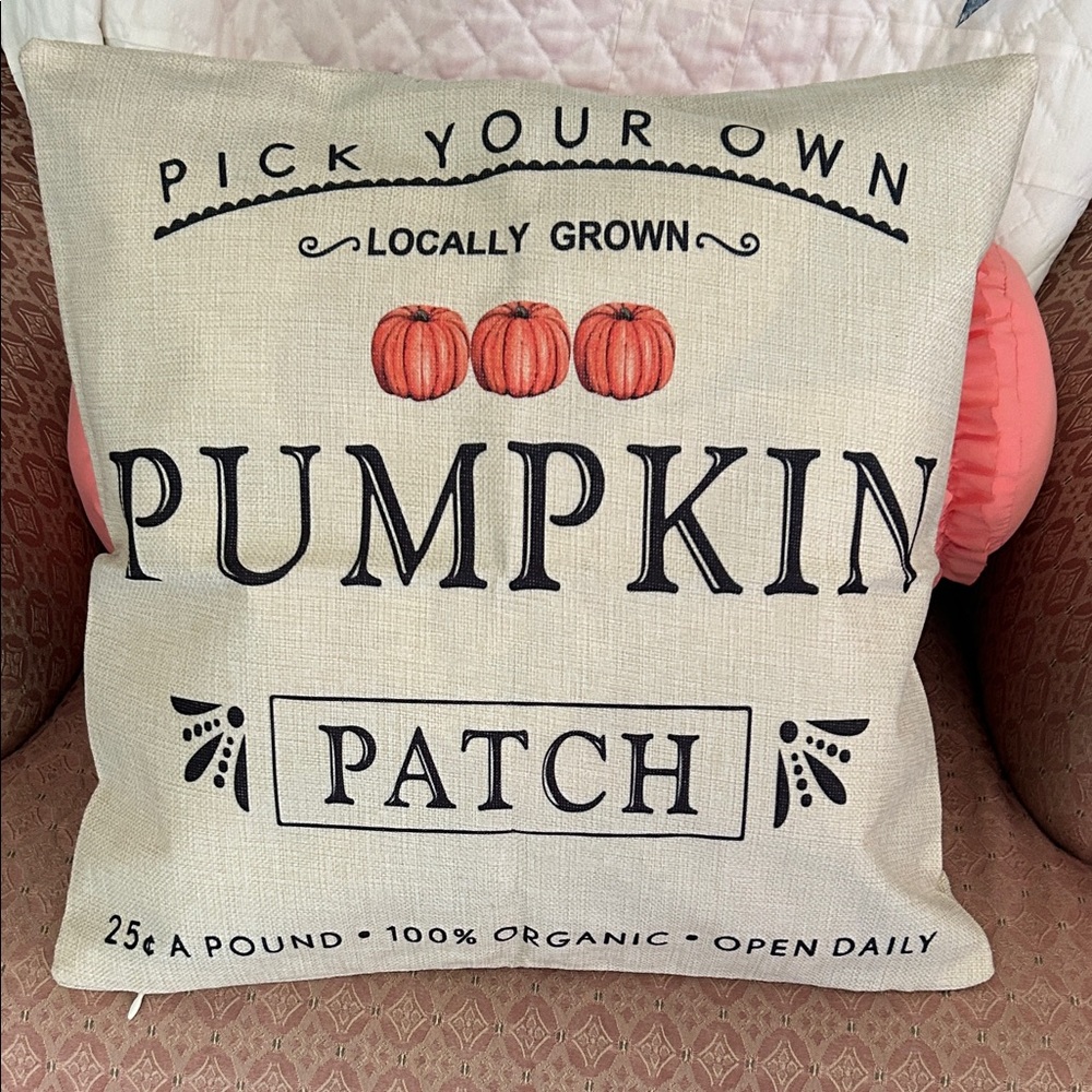 Pumpkin Patch Decorative Pillow cover - Cream and Orange
